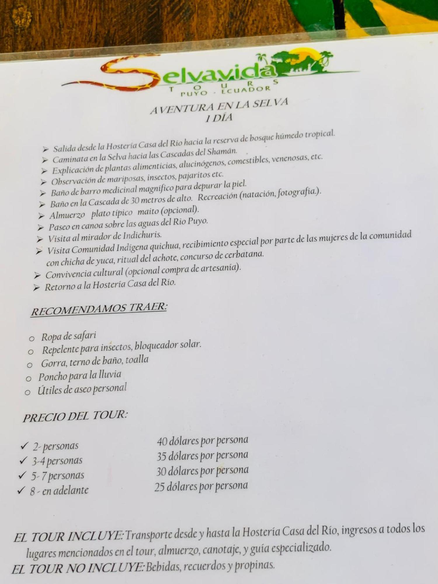 La Casa Del Rio B&B Puyo Extérieur photo